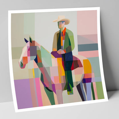 Geometric Western Rider western horse art print