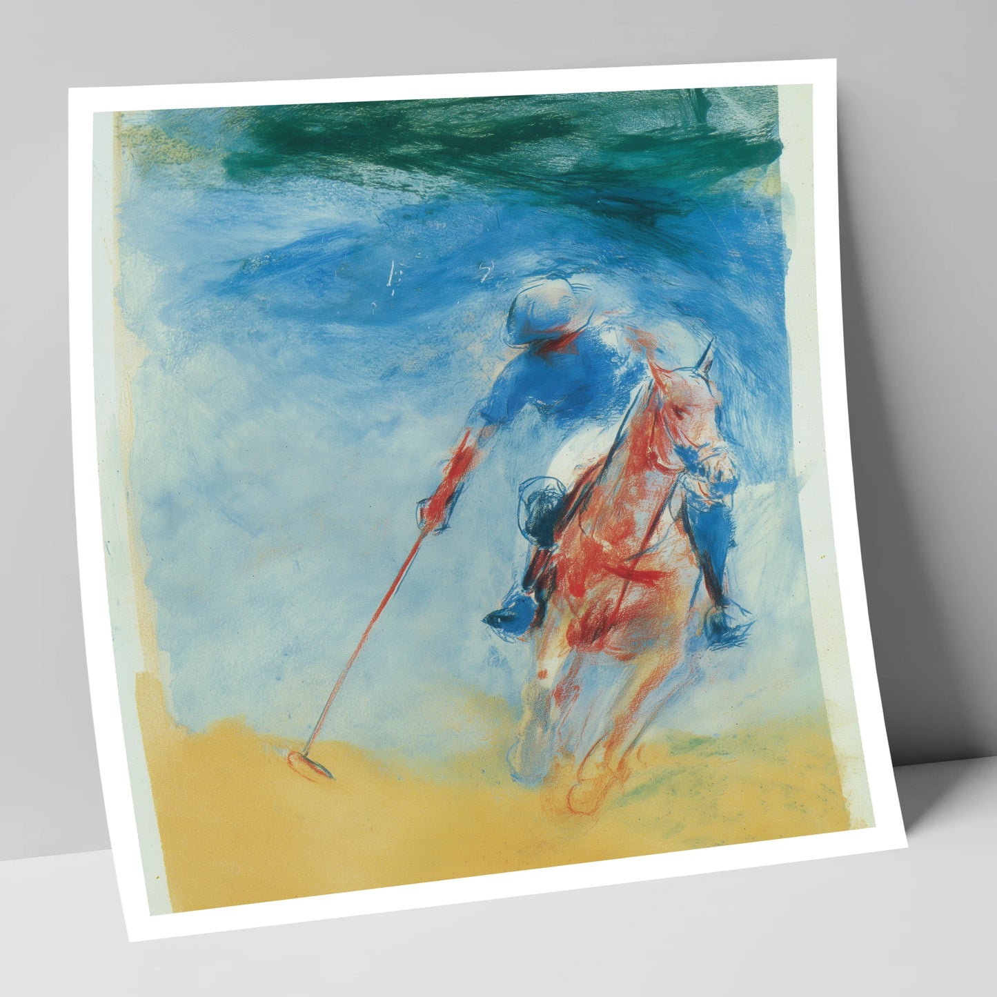 Velocity in Cerulean polo horse art print
