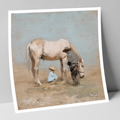 Sunlit Companions horse & rider art print