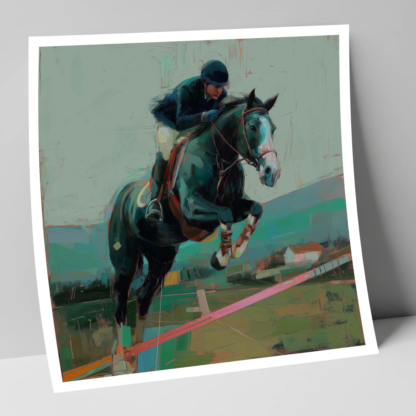 Midnight Flight show jumping horse art print