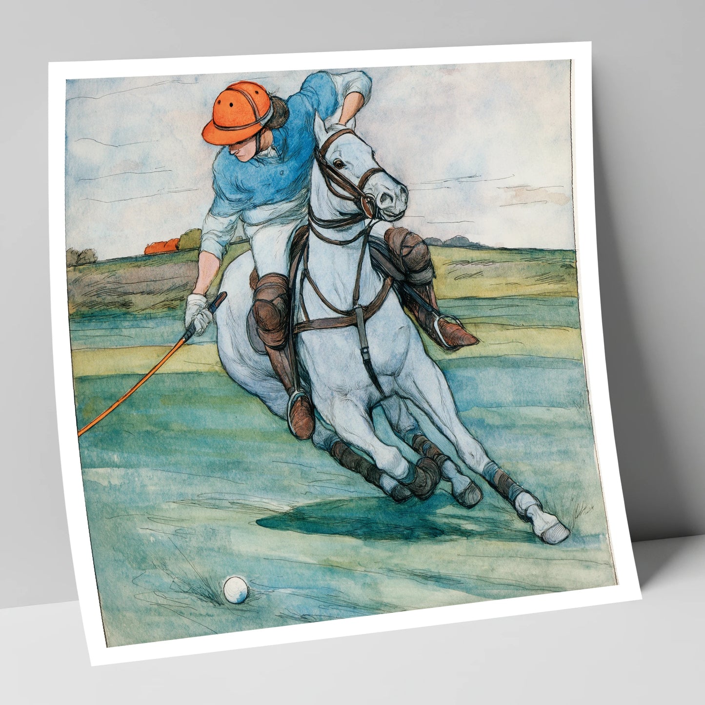 The Nearside Strike polo horse art print