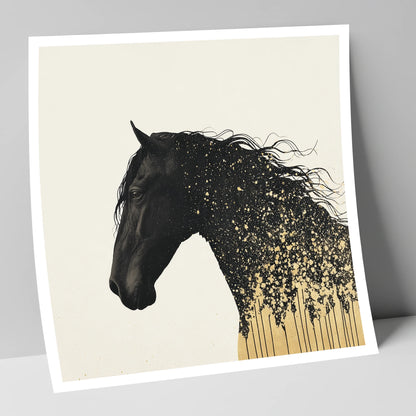 Gilded Midnight Equine horse breed art print