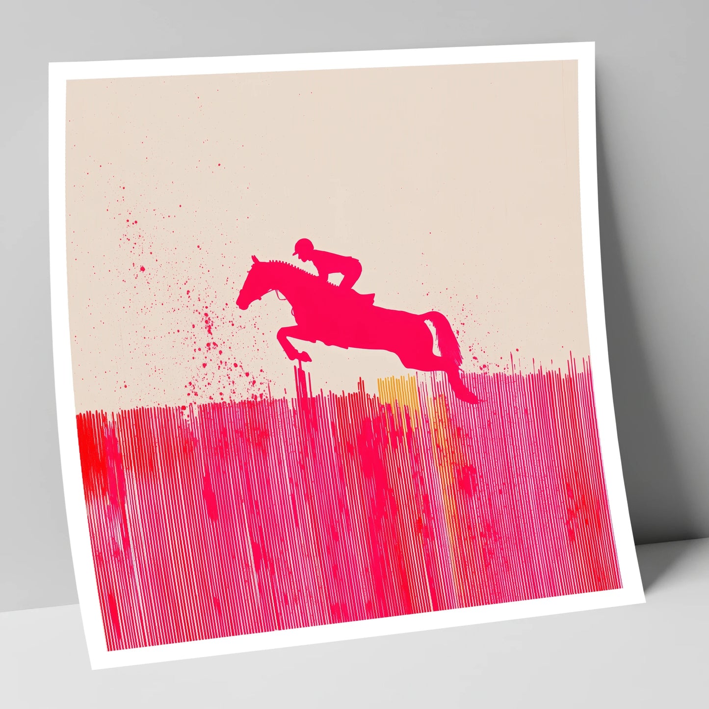 Vibrant Magenta Leap show jumping horse art print