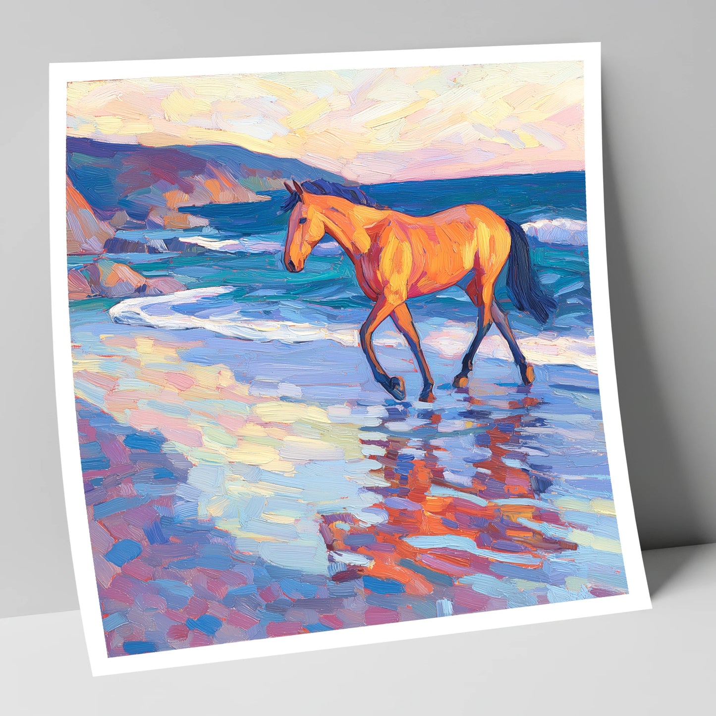 Vibrant Coastal Stride horse landscape art print