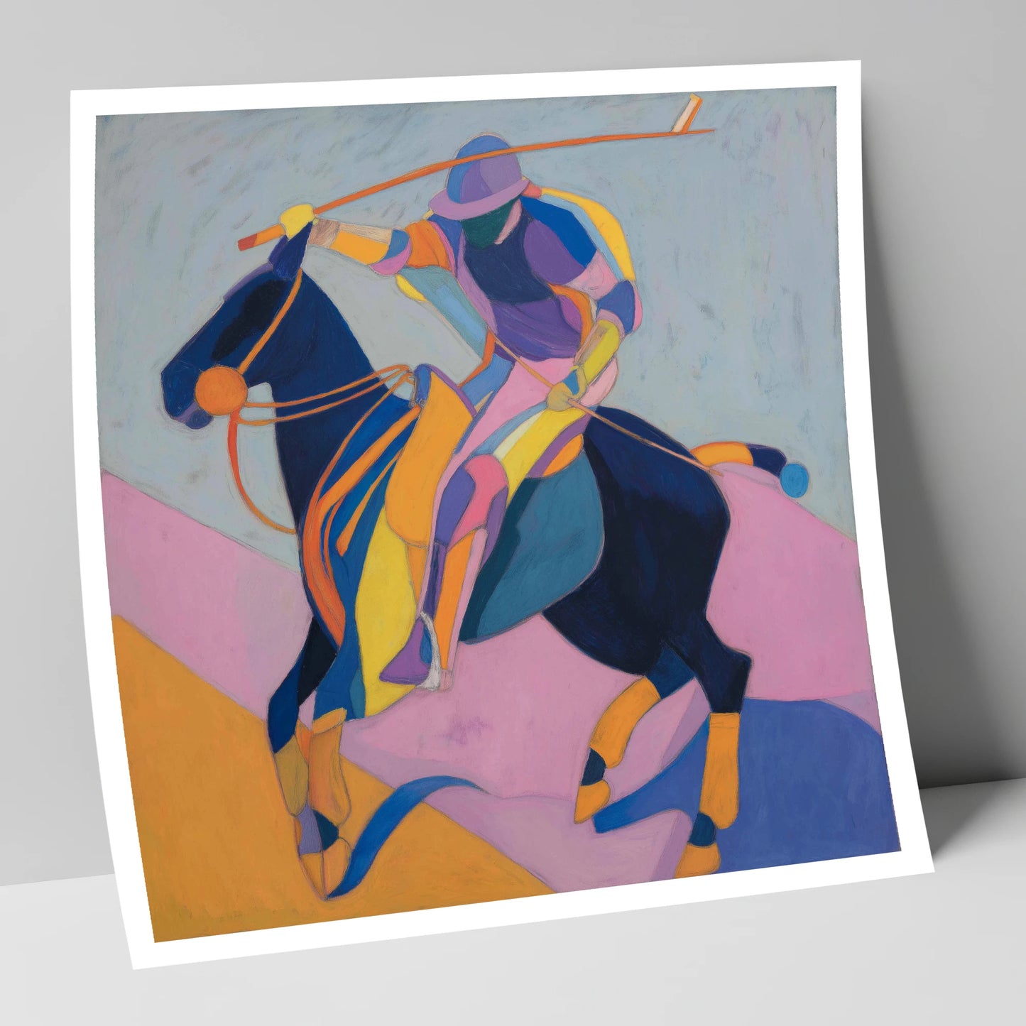 Vibrant Polo Strike polo horse art print