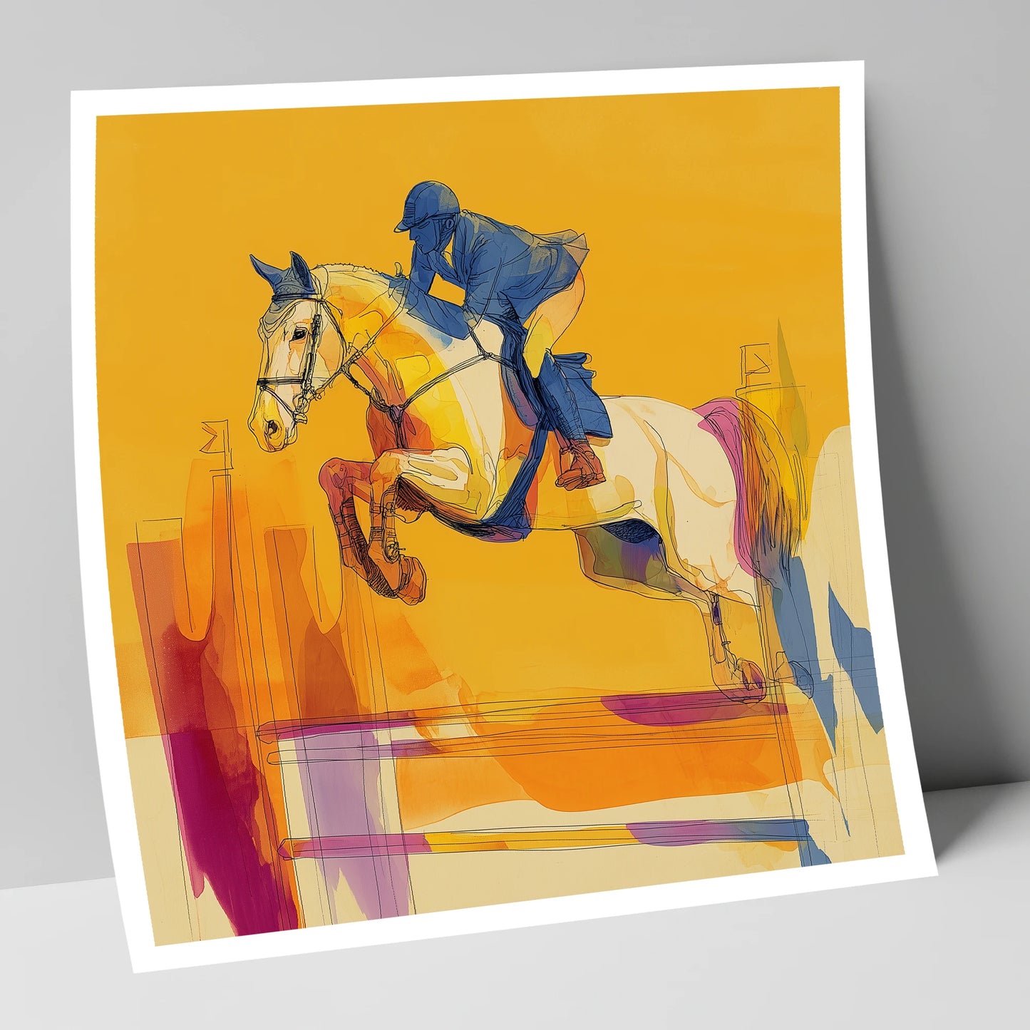 Flight In Gold show jumping horse art print