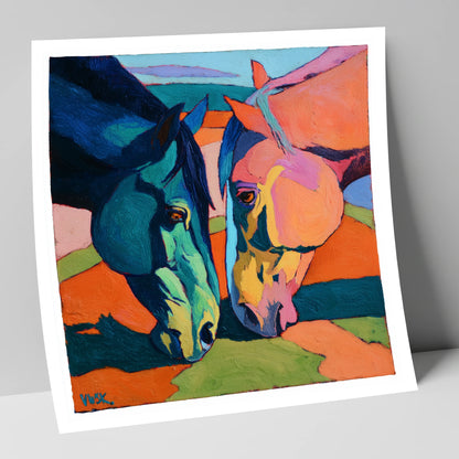 Vibrant Companions horse portrait art print