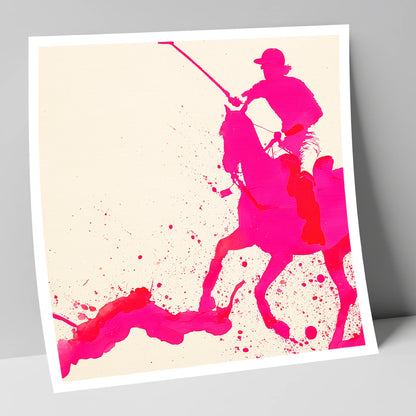 Vibrant Polo Strike polo horse art print
