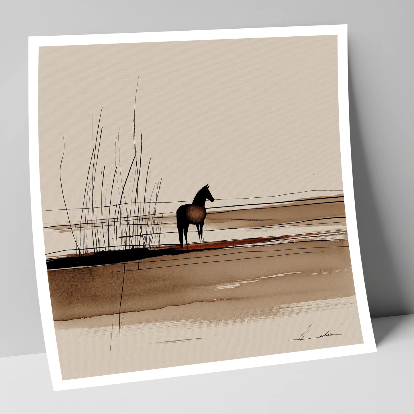 Marshland Solitude horse landscape art print