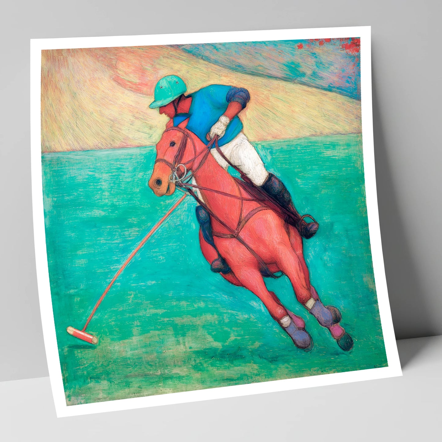 The Crimson Chukka polo horse art print