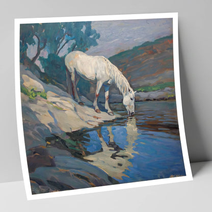 Tranquil Waters Edge horse landscape art print