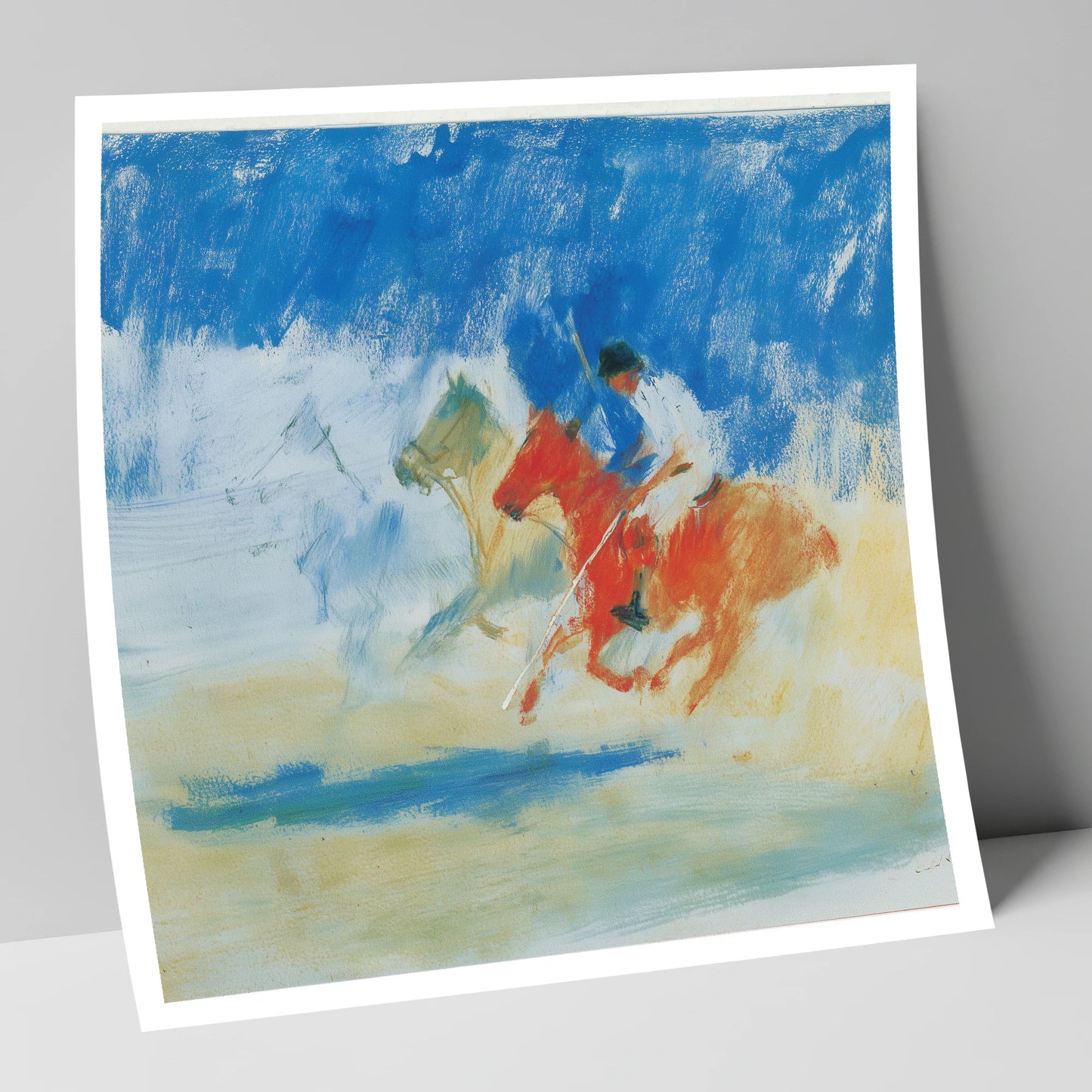 Cerulean Polo Chase polo horse art print