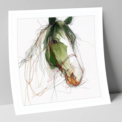 Verdant Equine Gaze horse breed art print