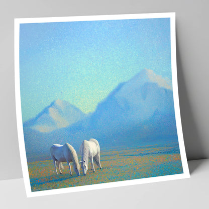 Luminous Mountain Pasture horse landscape art print
