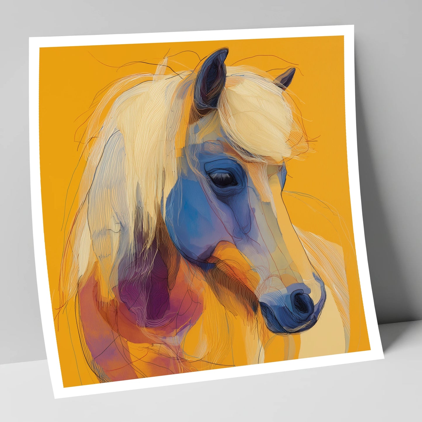 Cobalt and Gold Contour horse breed art print