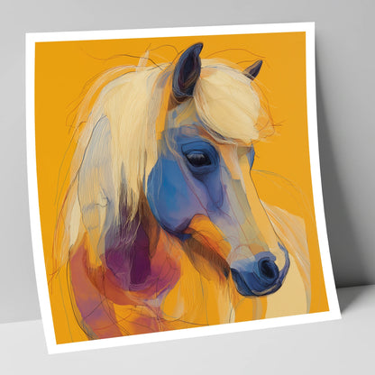 Cobalt and Gold Contour horse breed art print
