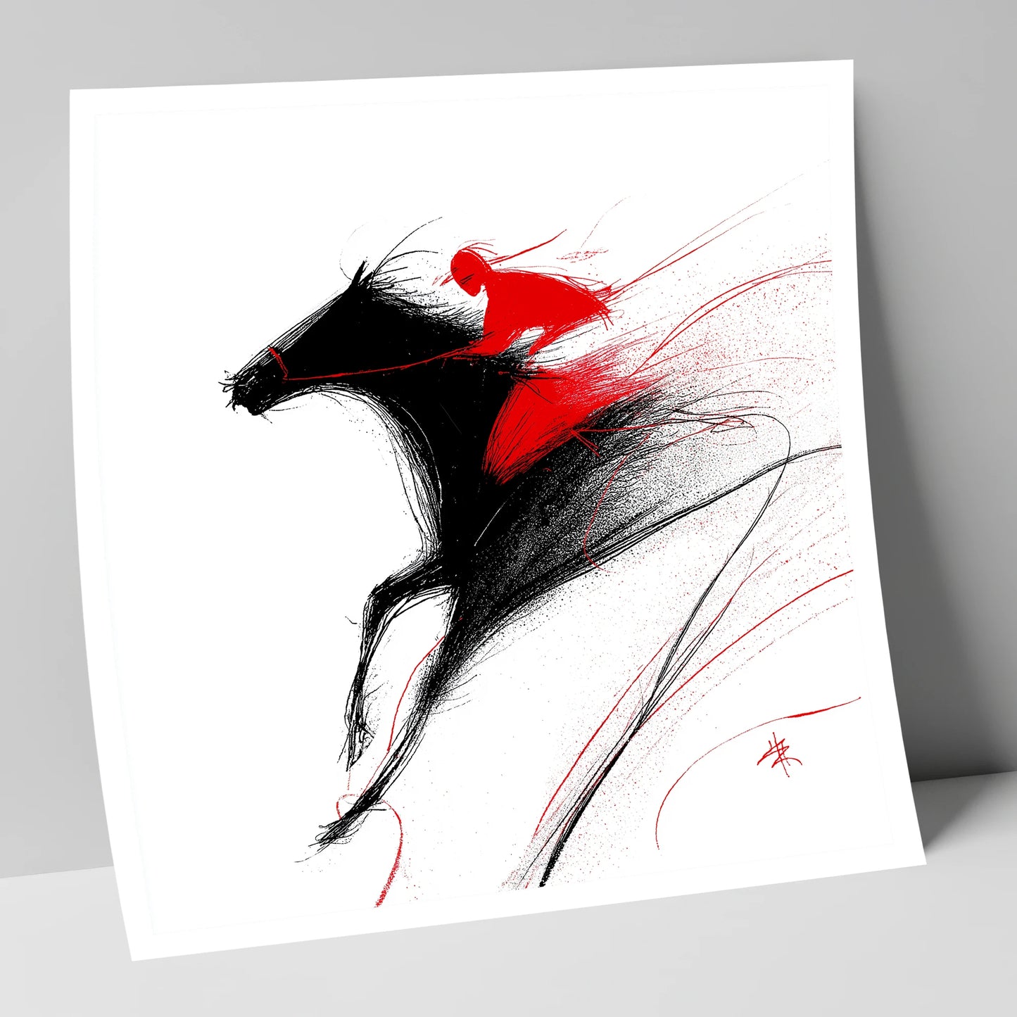 Adrenaline in Red racing horse art print