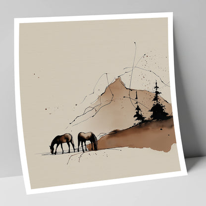 Highland Grazing horse landscape art print