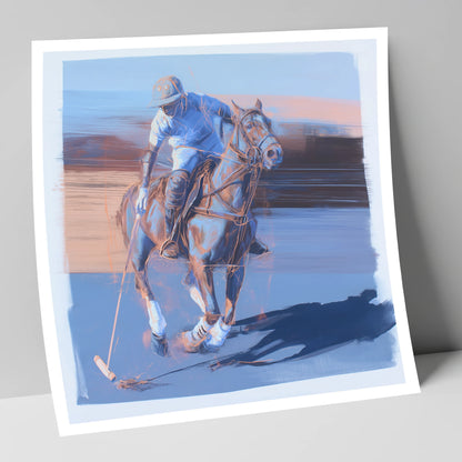 The Cobalt Chukka polo horse art print
