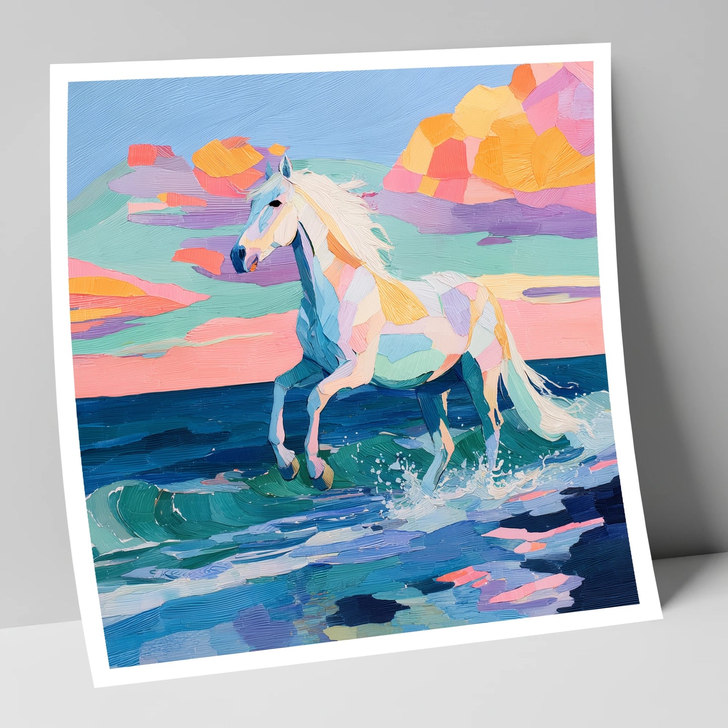 Vibrant Coastal Canter beach horse art print