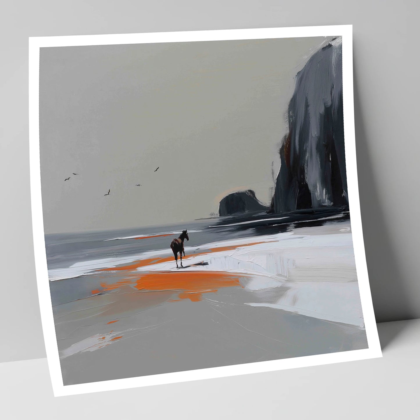 Solitary Shoreline horse landscape art print