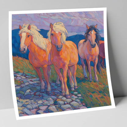 Painted Highland Herd horse landscape art print
