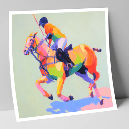 Technicolour Polo Stride polo horse art print