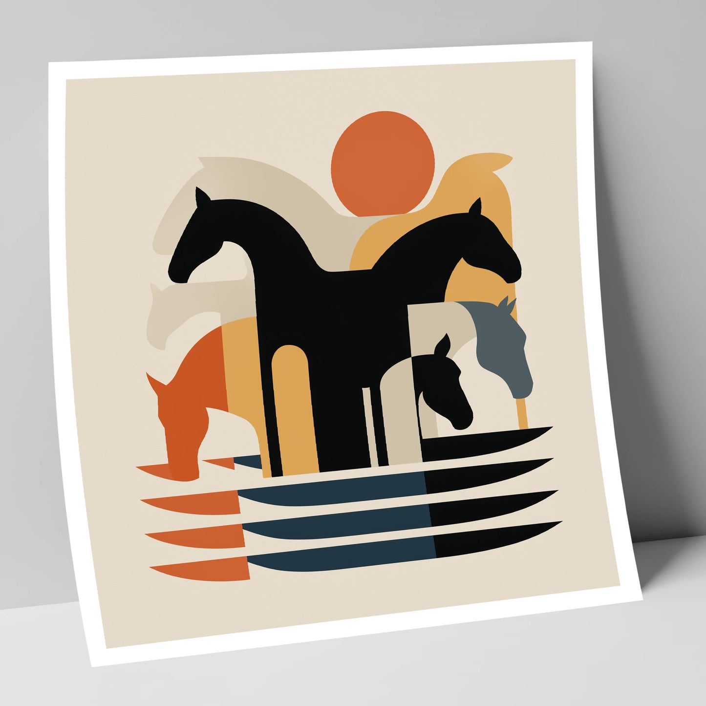 Abstract Terracotta Herd wild horses art print