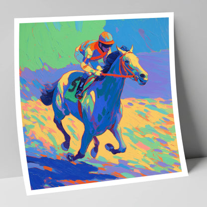 Technicolour Gallop racing horse art print