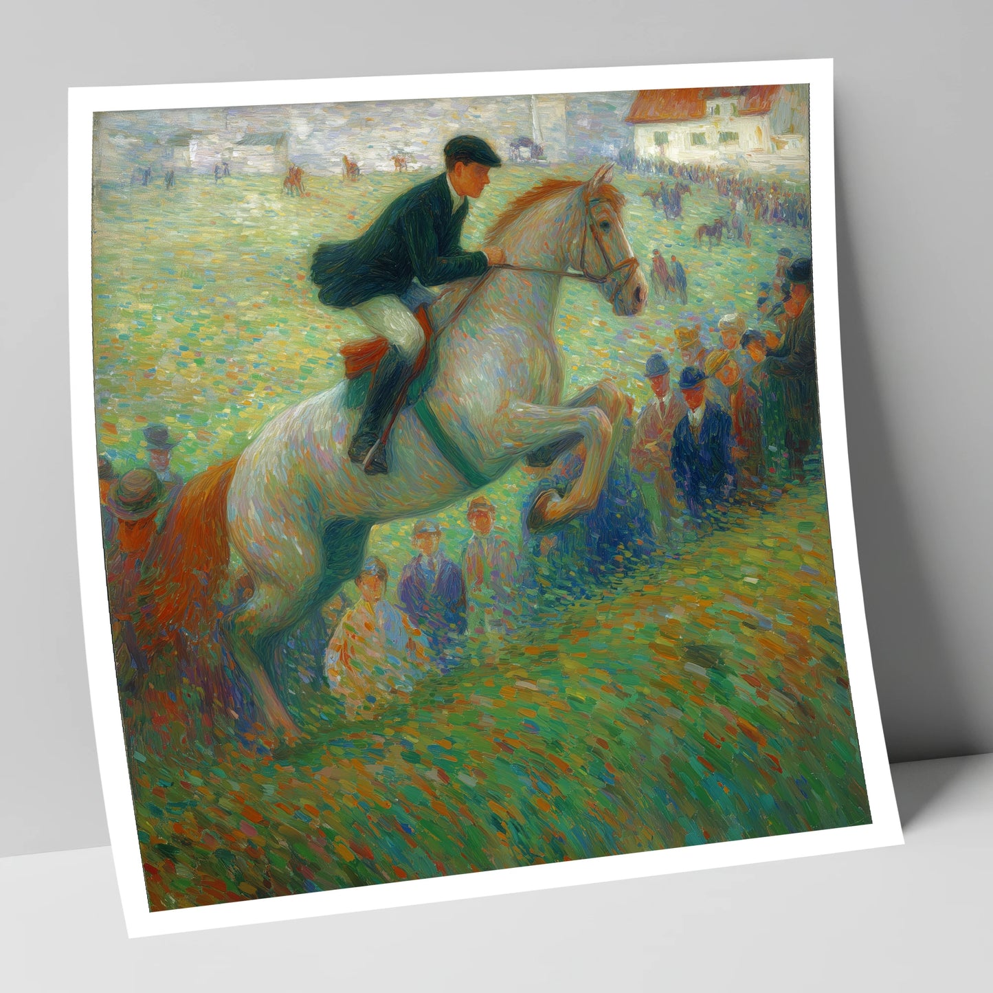 Luminous Grey in Flight show jumping horse art print
