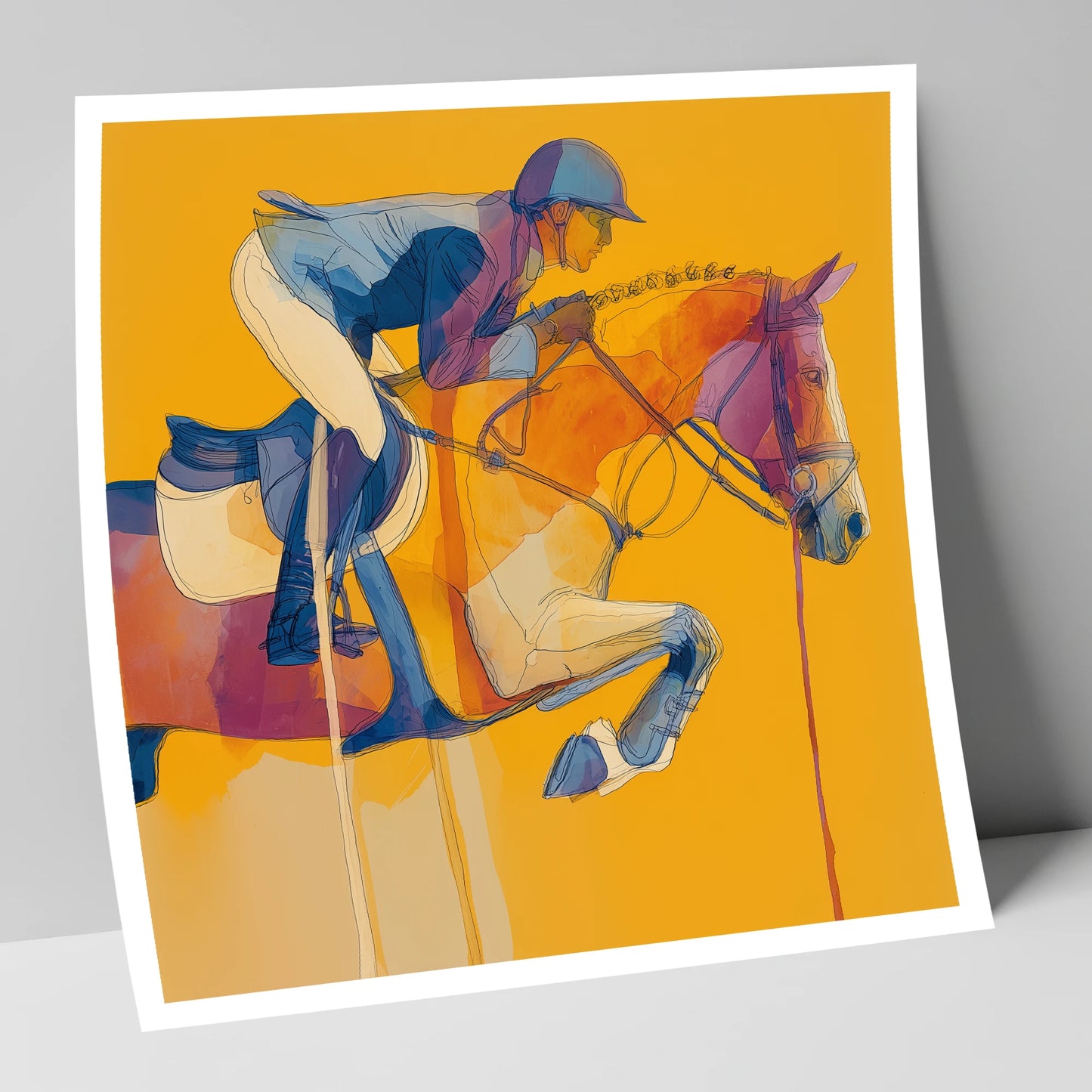 Suspended in Gold show jumping horse art print