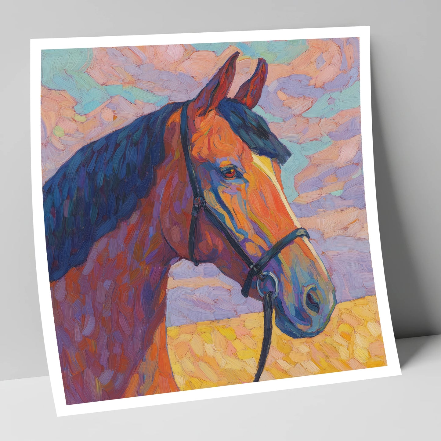 Painted Bay Profile horse portrait art print