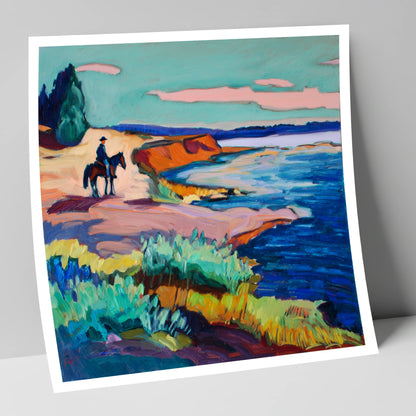 Vivid Coastal Hack beach horse art print
