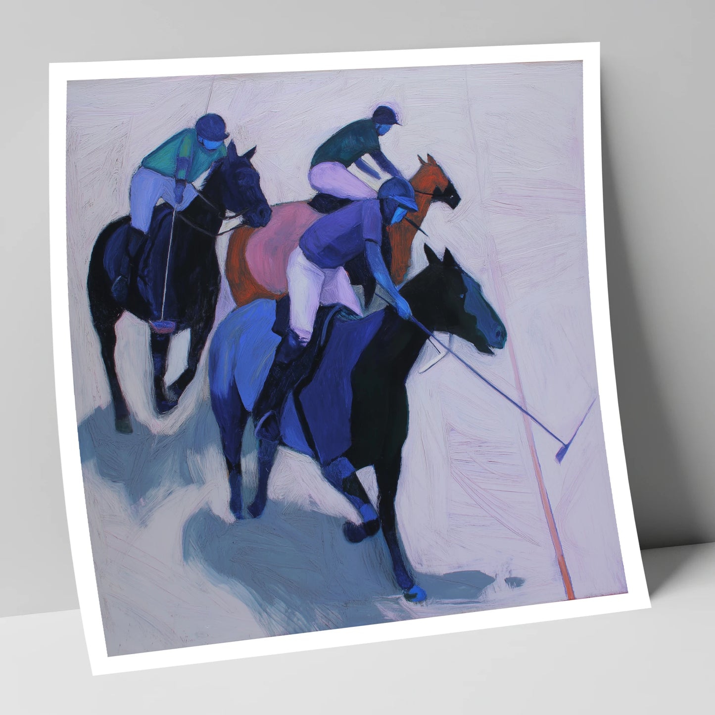 Midnight Pursuit on the Field polo horse art print