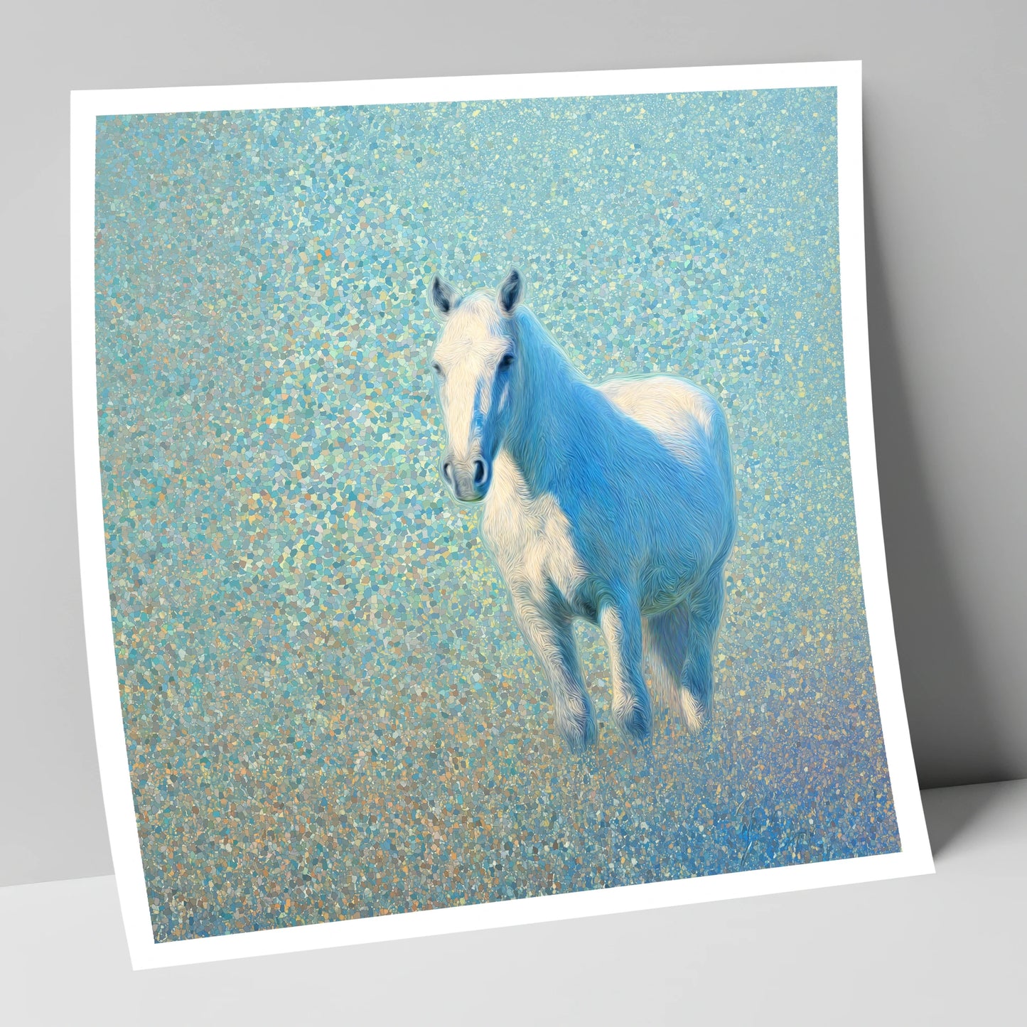 Luminous Azure Grey horse portrait art print