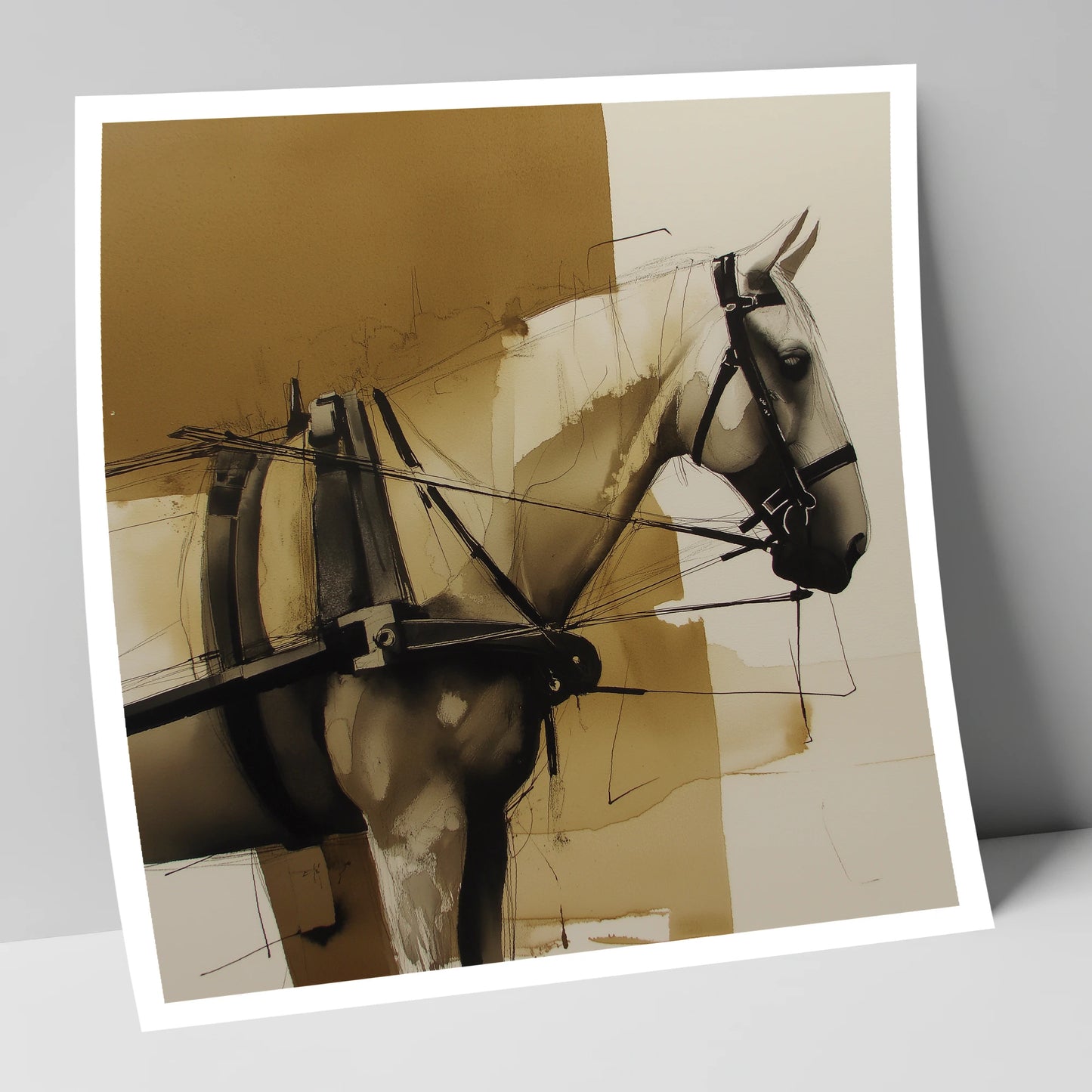 Sepia Harness Study working horse art print