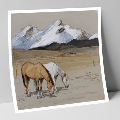 High Country Grazing horse landscape art print