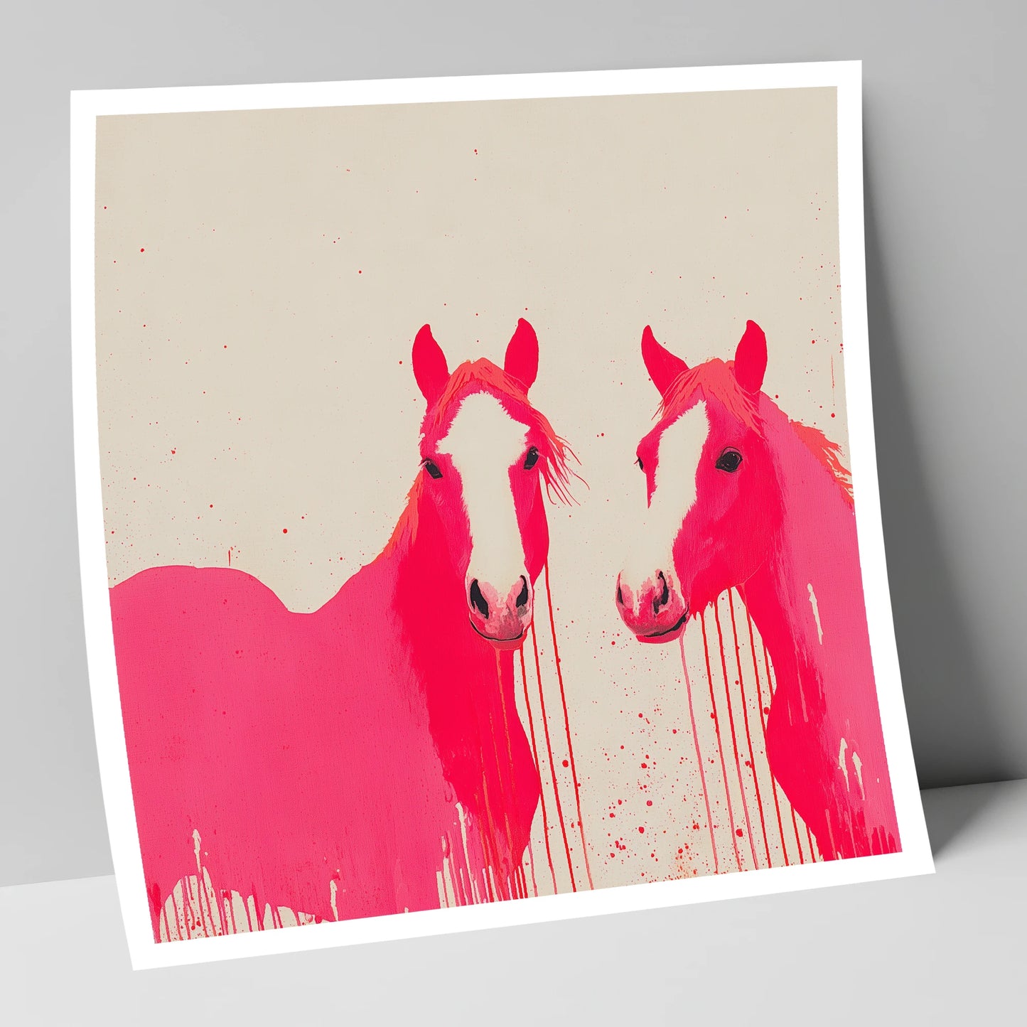 Vivid Pink Companions horse landscape art print
