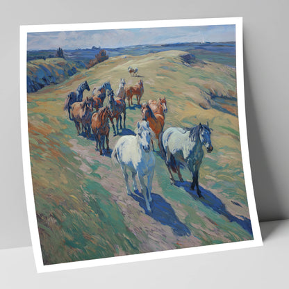 Over the Sunlit Rise wild horses art print