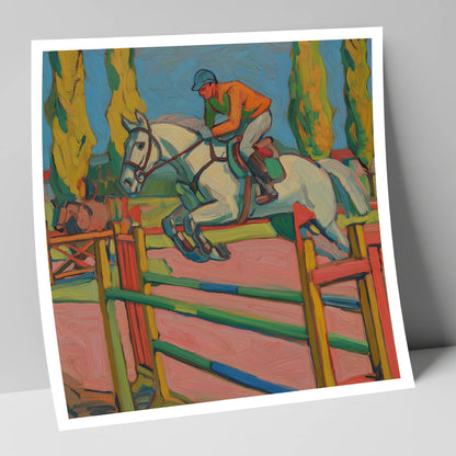 Vibrant Ascent show jumping horse art print