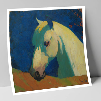 The Vibrant Grey horse portrait art print
