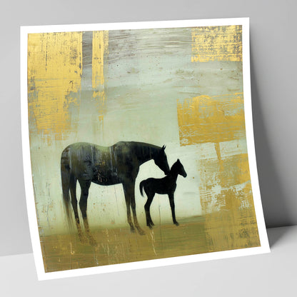 Gilded Maternal Bond mare & foal art print