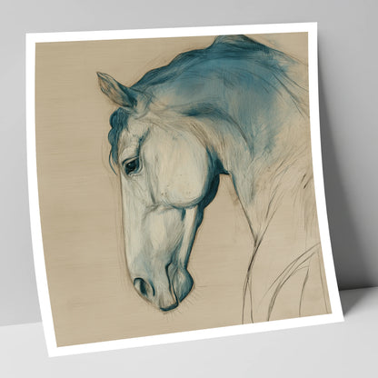 Teal Wash Equine Profile horse portrait art print
