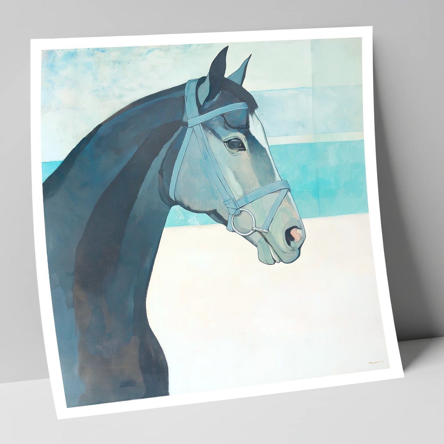 Serene Aquamarine Profile racing horse art print