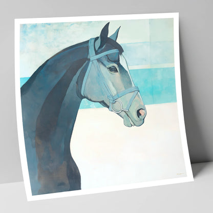Serene Aquamarine Profile racing horse art print