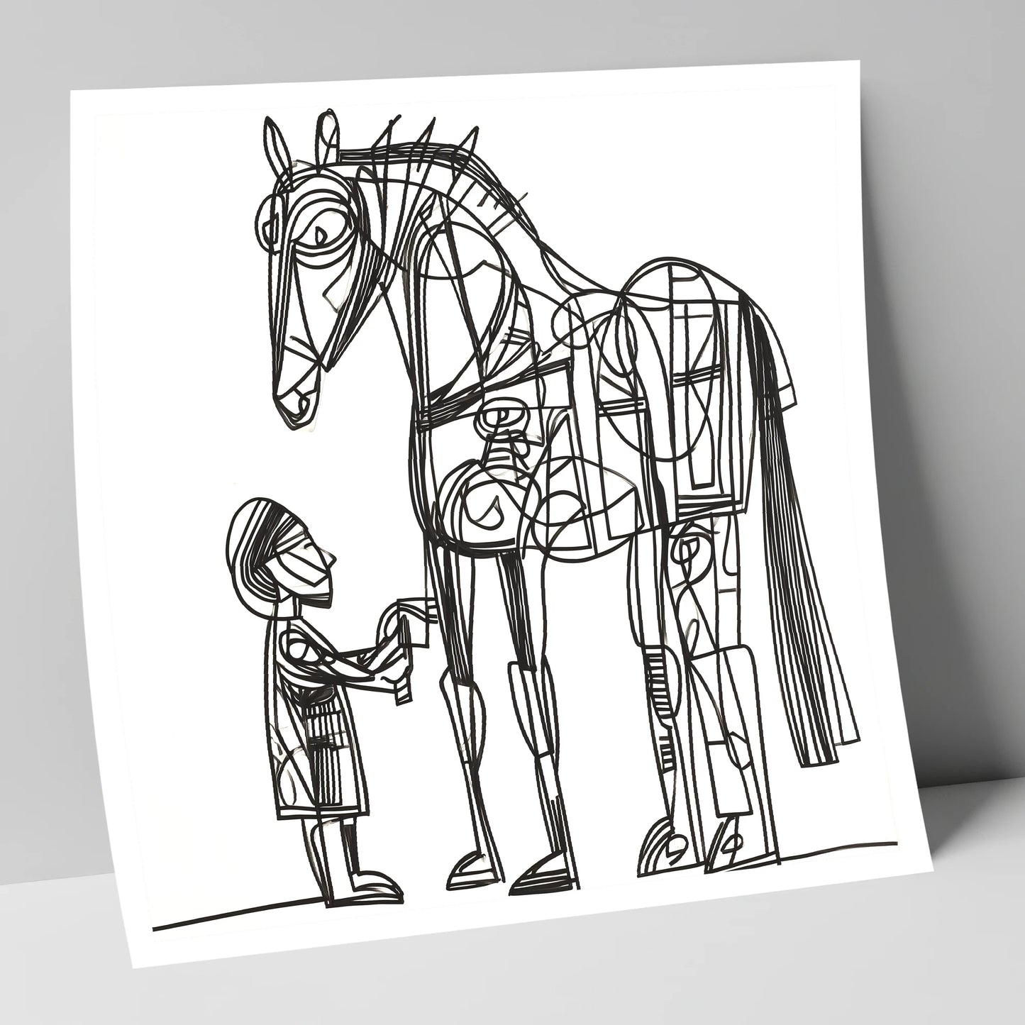 Linear Harmony horse & rider art print