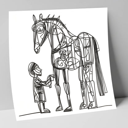 Linear Harmony horse & rider art print