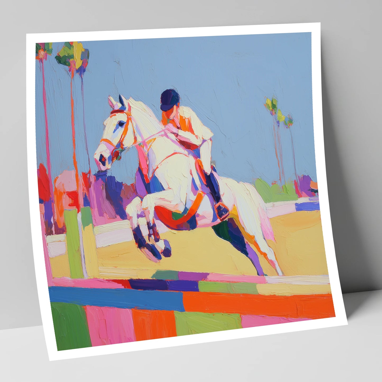 Technicolour Takeoff show jumping horse art print
