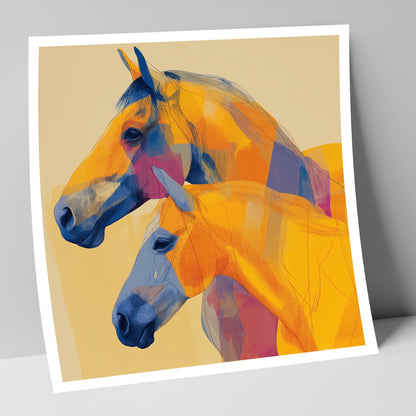 Vibrant Equine Profiles horse landscape art print