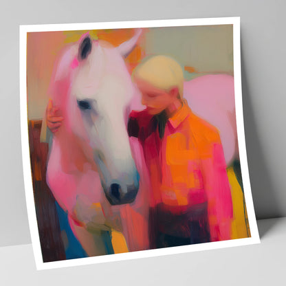 The Radiant Embrace horse & rider art print